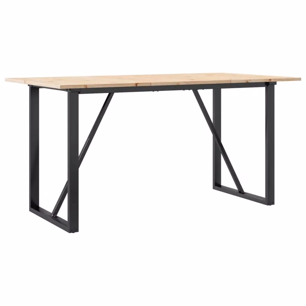 Berkfield Home O-Frame Rectangular Dining Table in Brown Solid Pine and Steel, W: 140 cm, D: 80 cm, H: 75 cm – 2