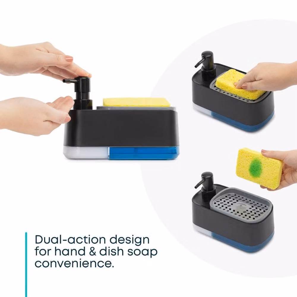 EONLION 2 in 1 Soap Dispenser with Sponge Holder in Black and Transparent – 5