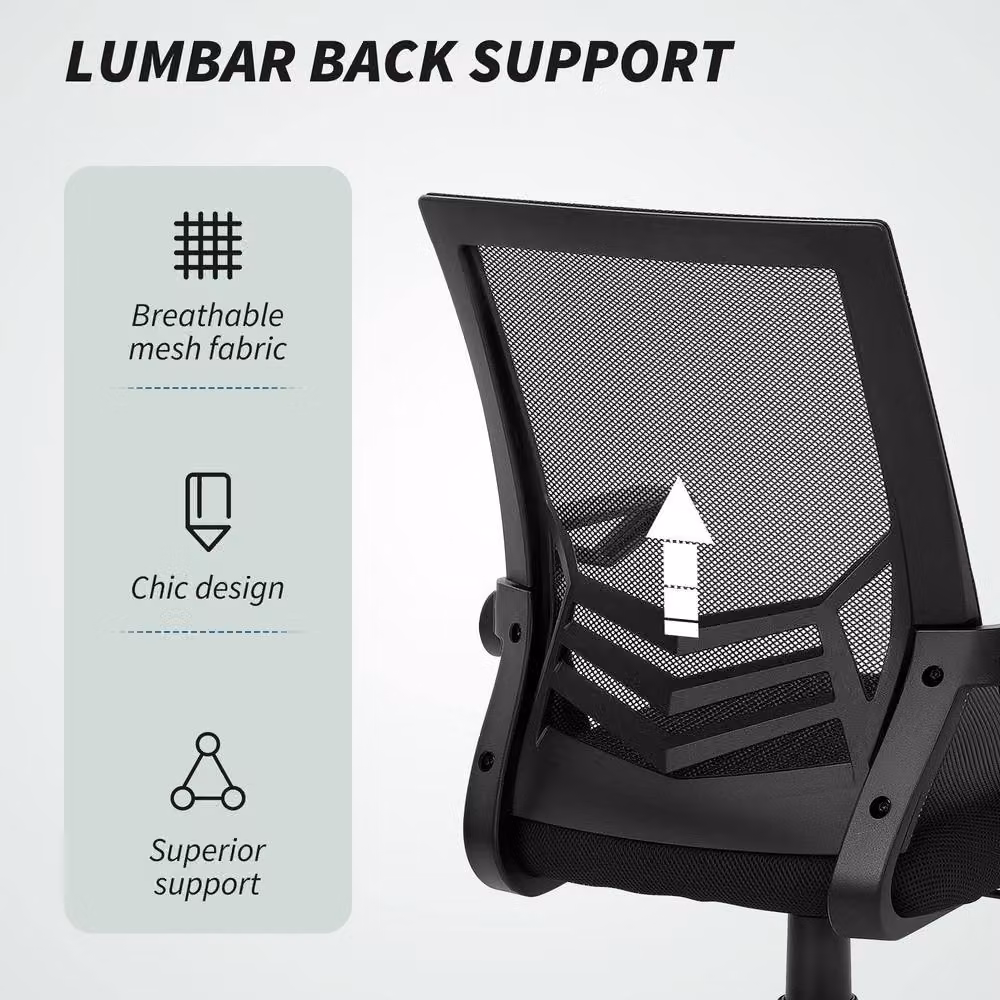 STILVORA Black Fabric Task Chair with Flip-up Armrests and 360 Degree Swivel – 5