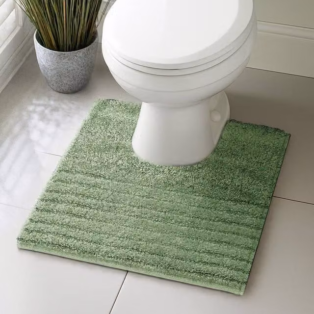 Velosso Linear Microfibre Non-Slip Bath and Pedestal Mat in Green, Small