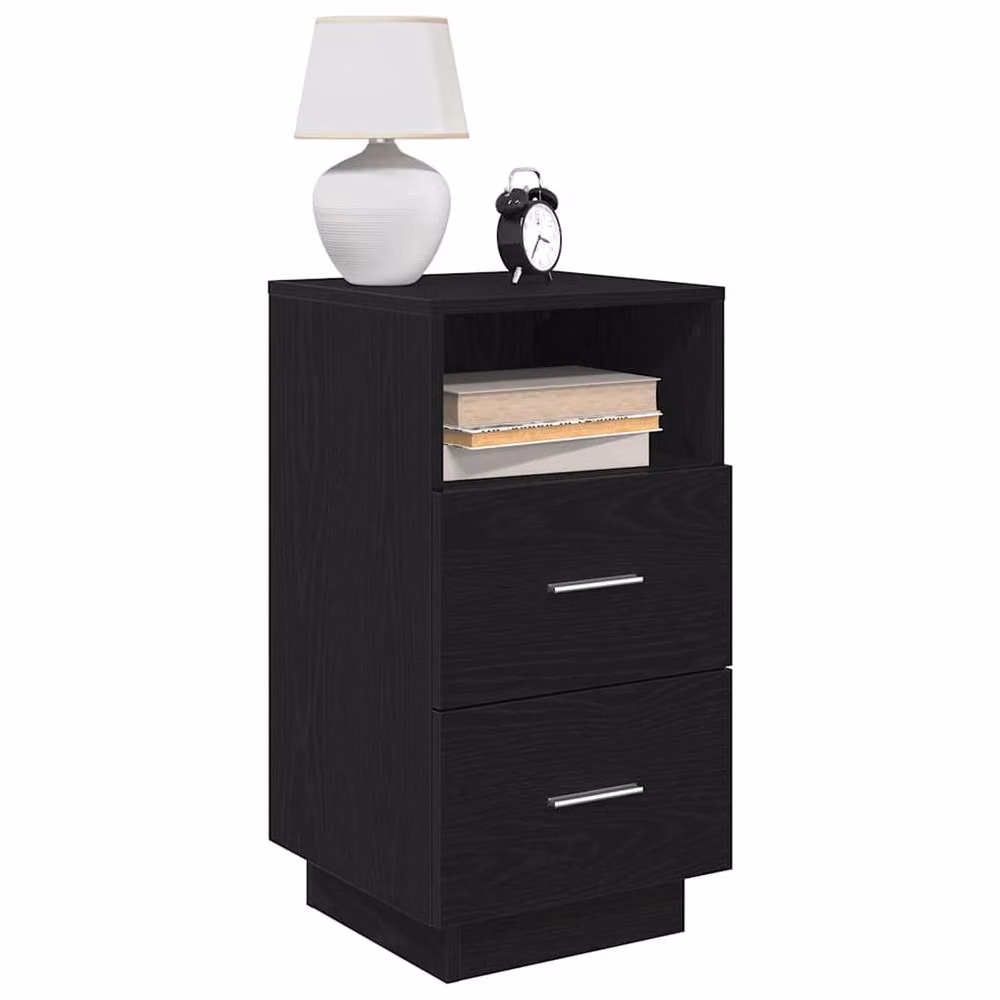 Berkfield Home Set of 2 Durable Black Bedside Cabinets with 2 Drawers, W/D/H: 36 x 36 x 68 cm – 1
