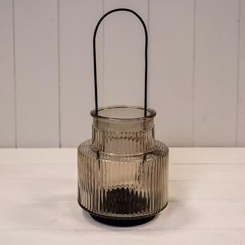 Gift Company Smokey Brown Large Glass Pillar Candle Holder with Handle – 2