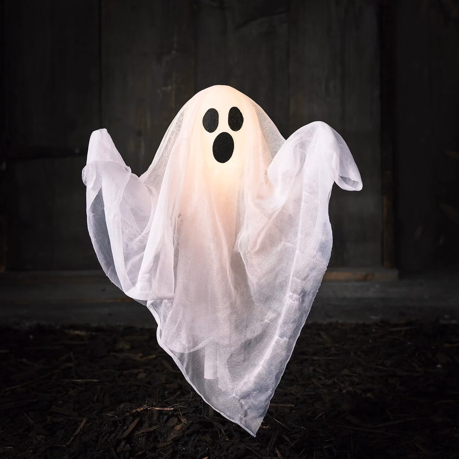 Lights4fun Halloween Light Up Ghost LED Stake Light, White, Height: 40 cm – 1