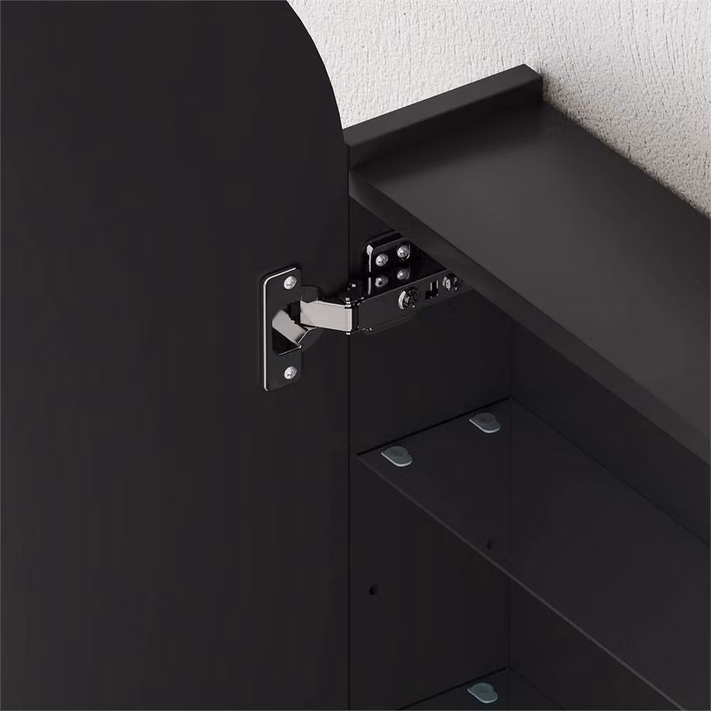 Havendro Black Modern Wall Mounted Bathroom Mirror Cabinet with Glass Shelves W/D/H: 80 x 40 x 12 cm – 4