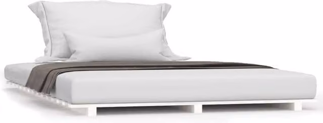 Berkfield Home White Lacquered Solid Pine Bed Frame W: 140 cm, D: 190 cm