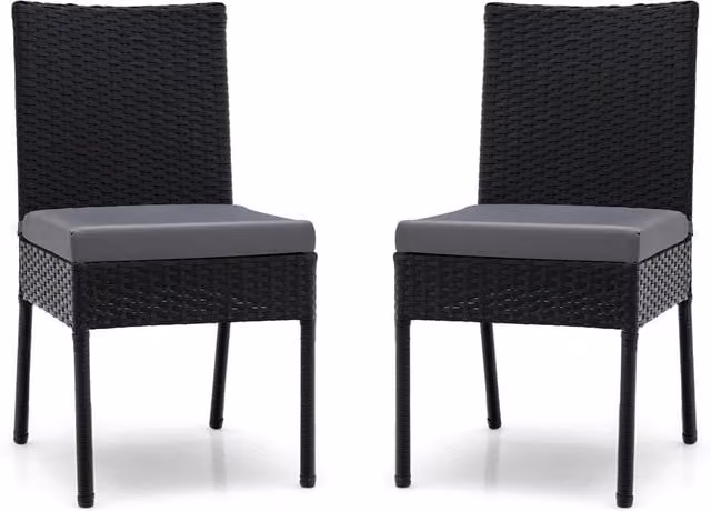 Costway Set of 2 Modern Black Outdoor Dining Chairs with Cushions