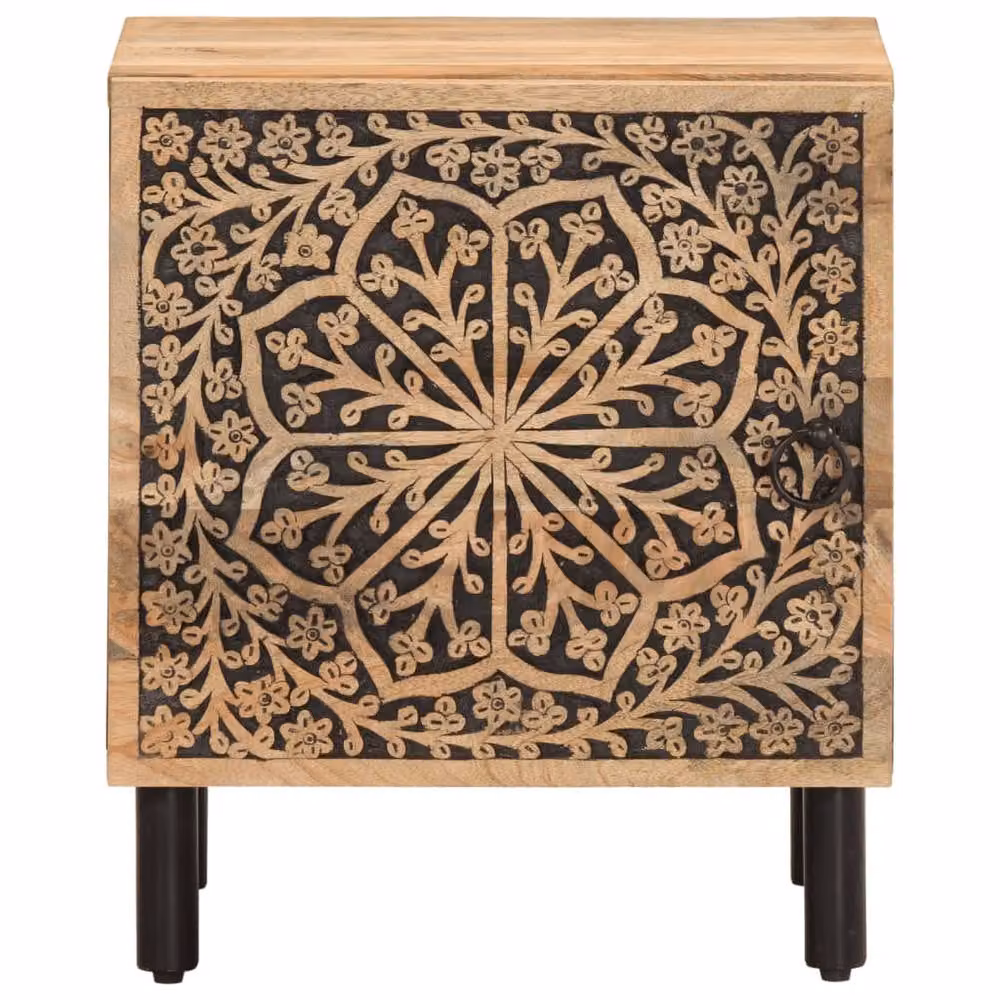 Berkfield Home Set of 2 Solid Mango Wood Bedside Cabinets in Brown, W/D/H: 40 x 33 x 46 cm – 3