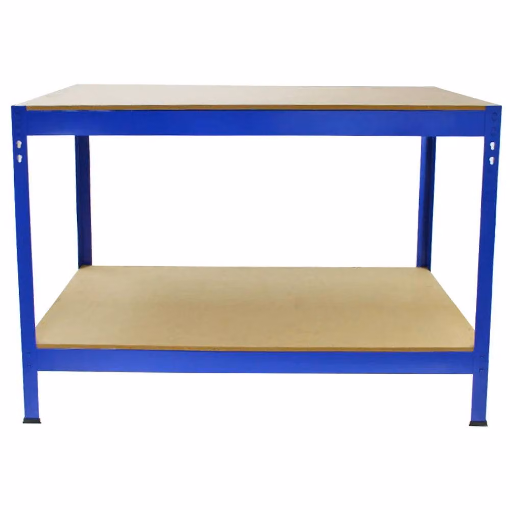 Monstershop Q-RAX Blue Heavy Duty Metal Workbench with 2 Shelves, W/D/H: 100 x 90 x 60 cm – 2