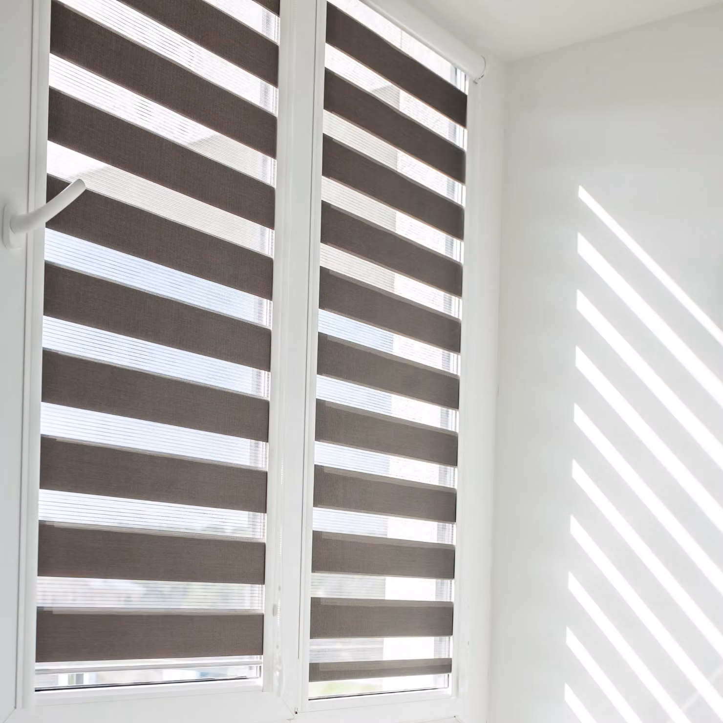 Furnished Zebra Striped Day and Night Roller Blind in Black, Width: 105 cm, Drop: 210 cm – 3
