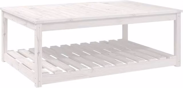 Berkfield Home White Rustic Solid Pine Garden Table W/D/H: 121 x 82.5 x 45 cm – 1