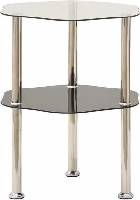 Berkfield Home 2-Tier Modern Square Side Table in Black and Transparent Tempered Glass, W/D/H: 38 x 38 x 50 cm – 1