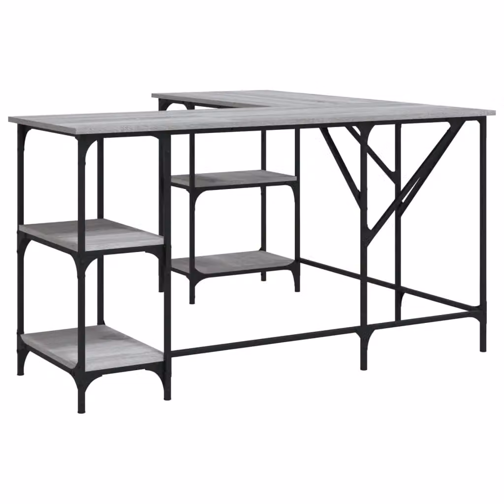 Berkfield Home Grey Sonoma Corner Desk in Engineered Wood W/D/H: 139 x 139 x 75 cm – 2