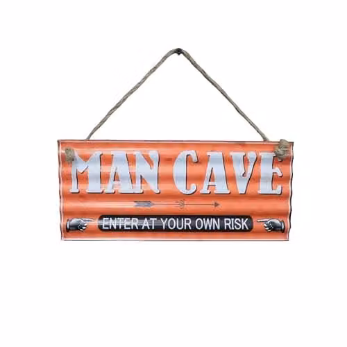 Gifts Direct 2 U Orange Metal Retro Man Cave Hanging Wall Sign, W: 30.0 cm, H: 13.0 cm – 1
