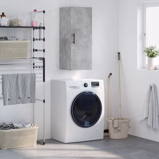Berkfield Home Wall Mounted Cabinet in Grey with Internal Shelves, W/D/H: 34.5 x 34.0 x 90.0 cm – 1