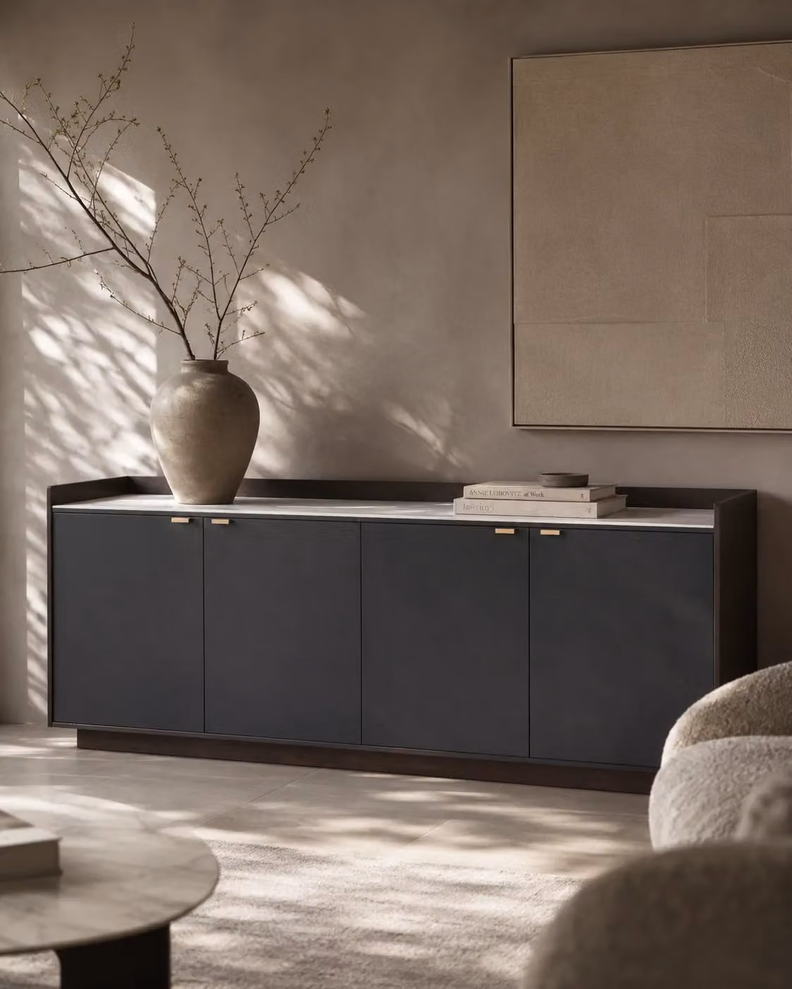 Saviour Buffet Anthracite Modern MDF Sideboard W/D/H: 186.0 x 45.5 x 75.4 cm