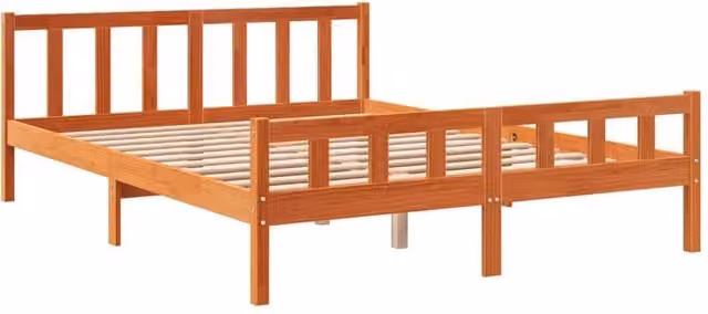 Berkfield Home Beautiful King Size Bed Frame with Headboard in Wax Brown Solid Pine, W/D/H: 155.5 x 150 x 69.5 cm