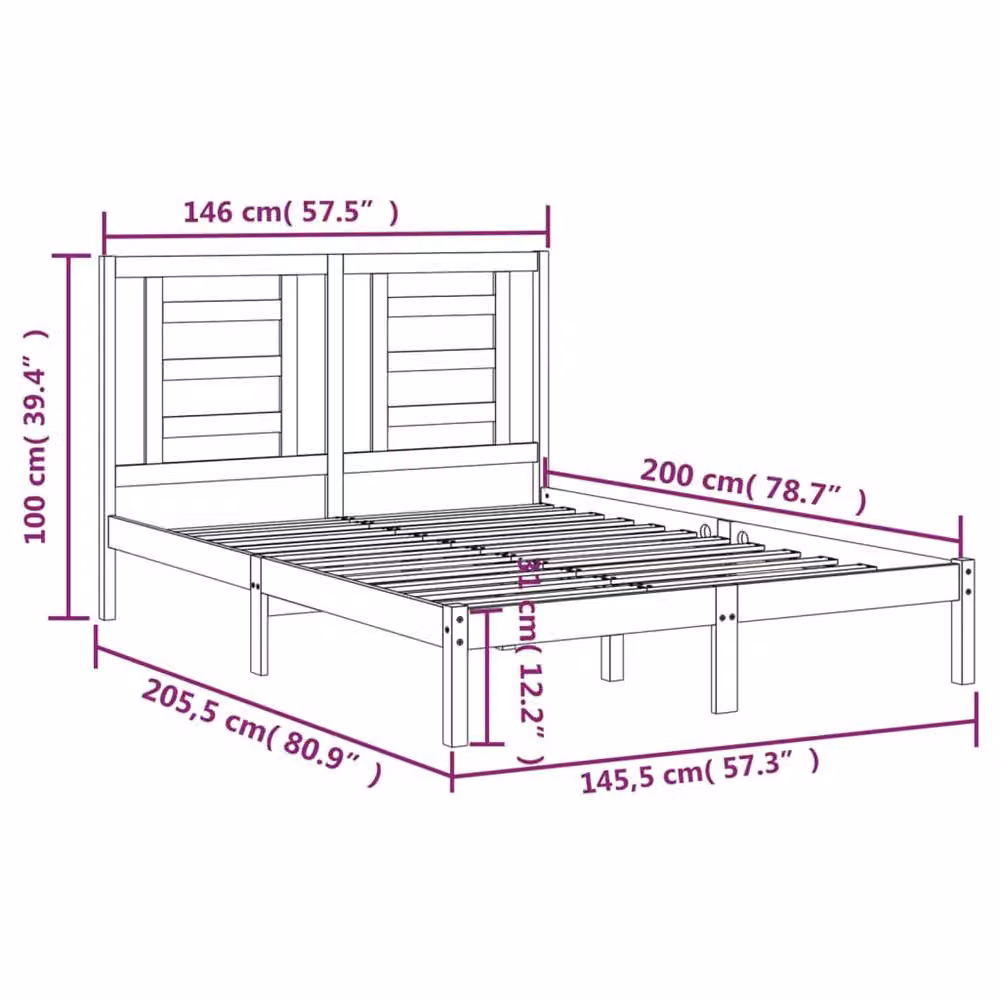 Berkfield Home Solid Wood Pine Bed Frame, Brown, W: 140 cm, D: 200 cm – 2