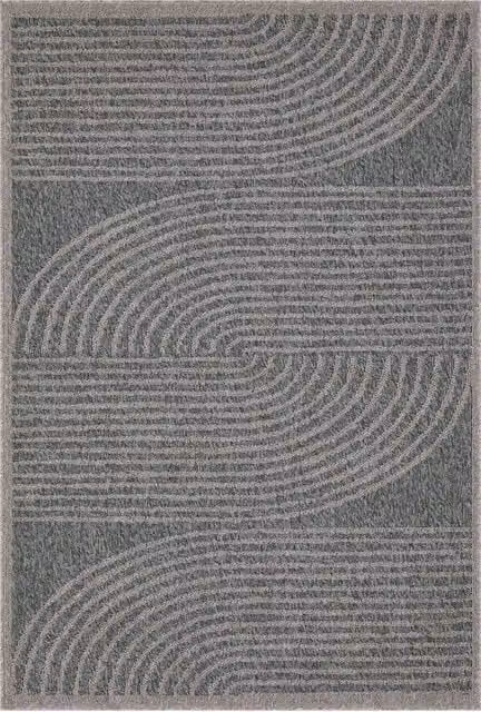 Kukoon Silver Waves Outdoor Garden Patio Rug in Beige and Grey, W/D/H: 80 x 150 cm – 1