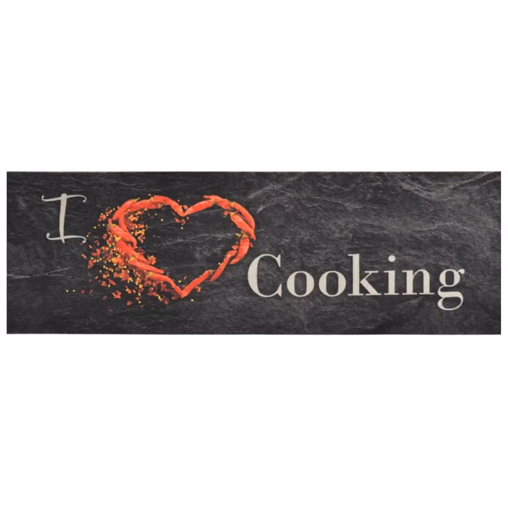Berkfield Home Washable Non-Slip Kitchen Rug in Black Stone Look, W/L: 60 x 180 cm – 2