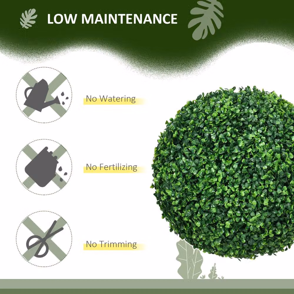 STILVORA Set of 2 Green Artificial Round Boxwood Balls, Diameter: 40 cm – 5