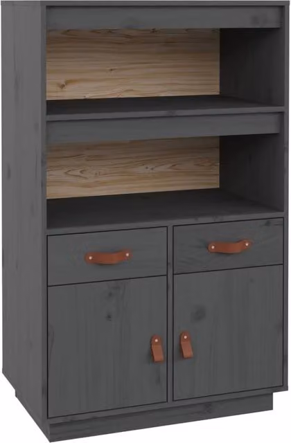 Berkfield Home Grey Rustic Solid Wood Pine Highboard W/D/H: 67 x 40 x 108.5 cm – 1