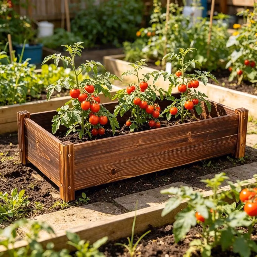 EONLION Brown Wooden Raised Garden Planter Bed – 3