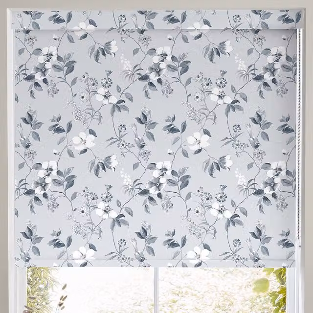 Terrys Silver and Grey Floral Nature Blackout Roller Blind