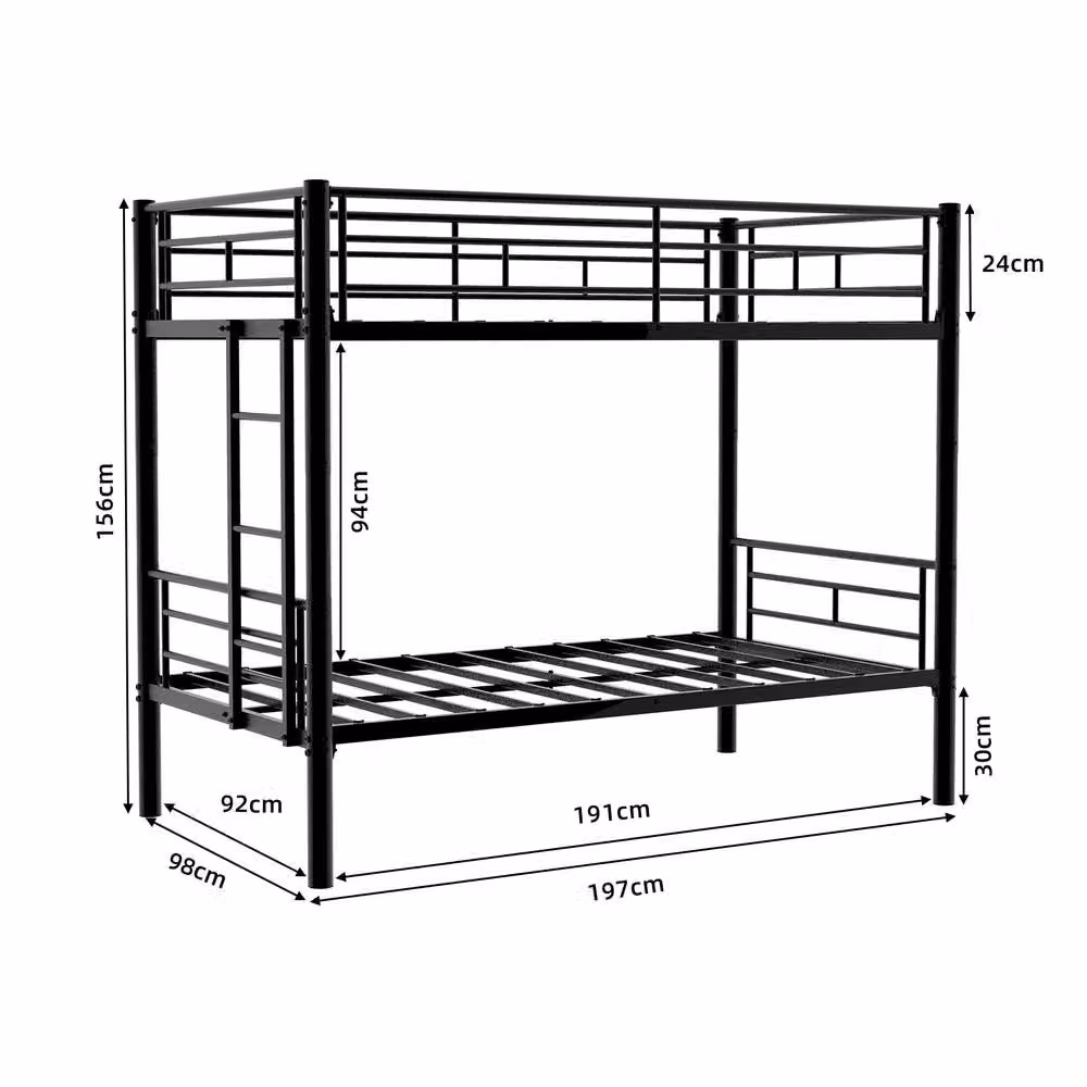 STILVORA Modern Metal Bunk Bed for Children in Black, W/D/H: 156.0 x 91.44 x 24.0 cm – 2