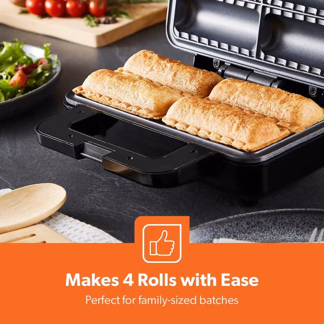 Geepas Sausage Roll Maker in Black with Non-Stick Plates and Overheat Protection – 3