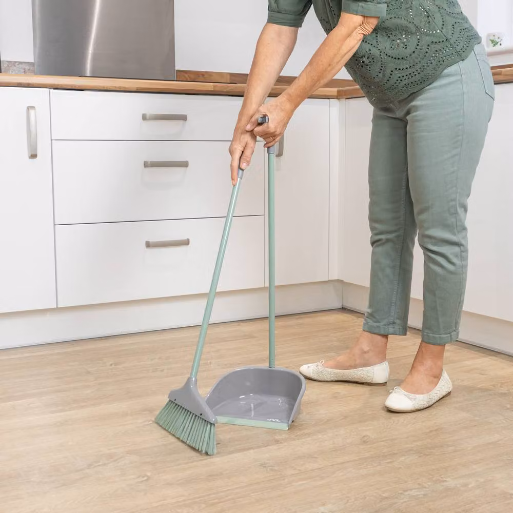 JVL Long Handle Dustpan and Brush Set in Grey – 3