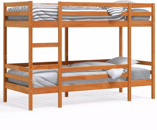 Berkfield Home Rustic Small Single Bunk Bed Frame in Wax Brown Solid Wood Pine