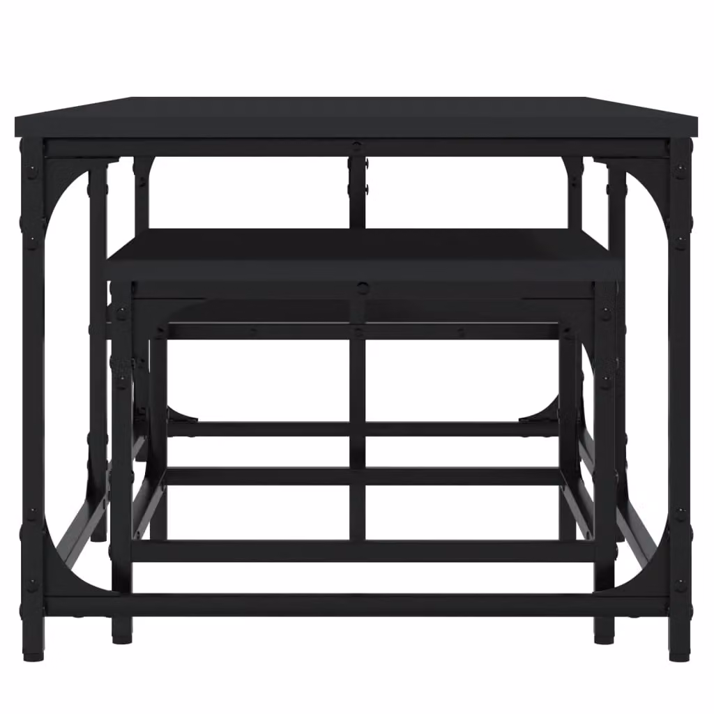 Berkfield Home Nesting Coffee Tables, 2 Piece Set in Black Engineered Wood – 3