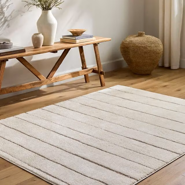 Livabliss Cascade Ivory and Brown Modern High Pile Living and Dining Rug, W/D/H: 80 x 220 cm – 1