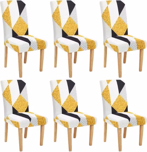 Roseley Pack of 6 Multicolour Graphic Pattern Dining Chair Stretch Covers
