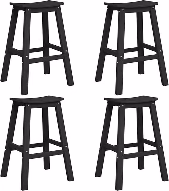 Berkfield Home Set of 6 Black HDPE Modern Bar Stools