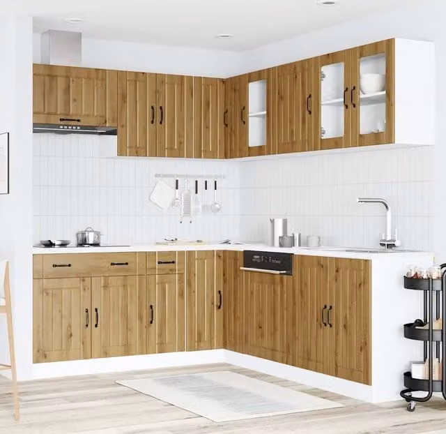 Berkfield Home Lucca Artisan Oak 11 Piece Kitchen Cabinet Set in Brown – 1