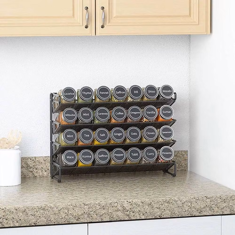 Kelvenix 4 Tier Multi-Functional Wall-Mounted Metal Spice Rack in Black – 3