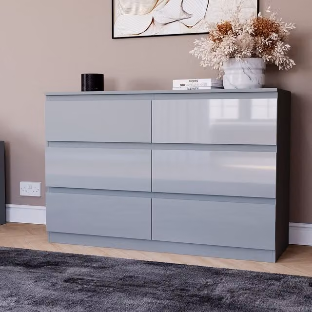 Vida Designs Glinton 6 Drawer Chest in Grey