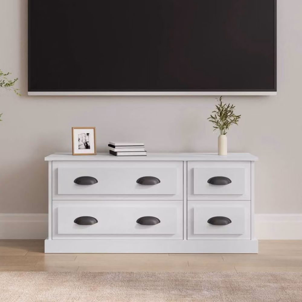 Berkfield Home High Gloss White TV Cabinet in Engineered Wood W/D/H: 100 x 35.5 x 45 cm – 2