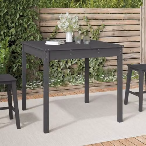 vidaXL Grey Square Garden Table in Solid Pine Wood W/D/H: 82.5 x 82.5 x 76 cm – 2