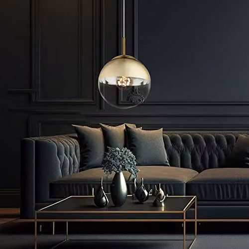 Globo Lighting Design Sphere Glass Pendant Lamp, Gold and Transparent – 3