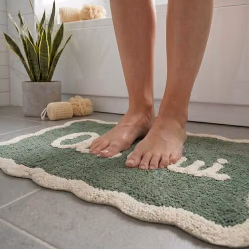 Mooky Mats Oui Oui Scalloped Non-Slip Bath Mat, Green, W: 80 cm, D: 50 cm – 4
