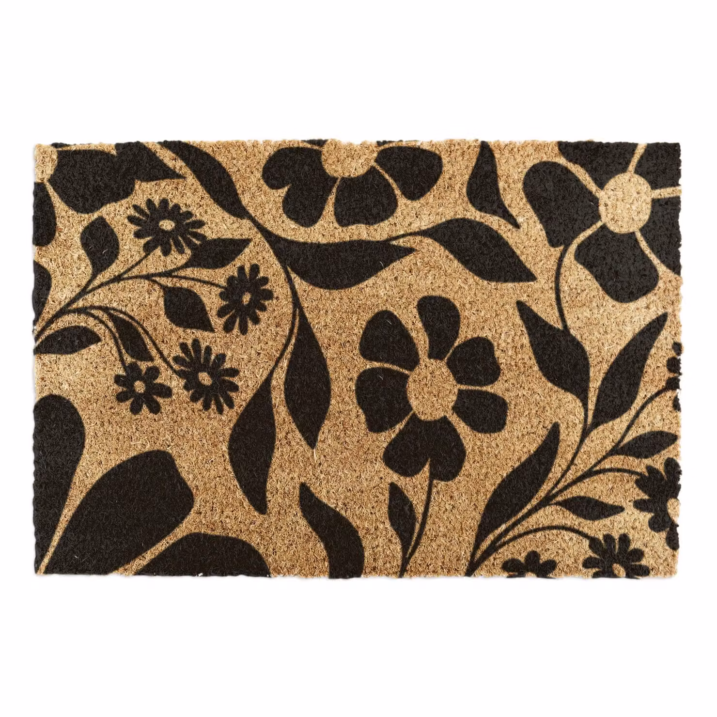 Artsy Mats Black Floral Pattern Coir Doormat, Brown, W: 90 cm, D: 60 cm – 3