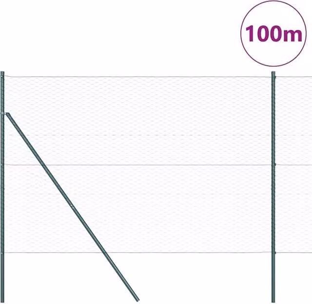 Berkfield Home Green Powder-Coated Steel Hexagon Fence, H: 150 cm x W: 100 m
