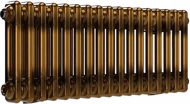 Lux Heat Horizontal Brass Lacquer Column Radiator in Gold and Brown, H 78.5 cm x W 30 cm