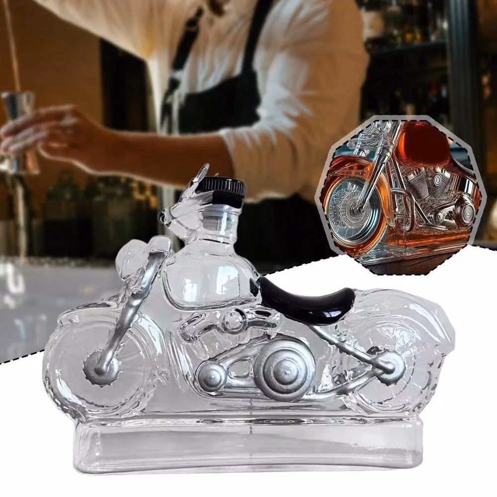 NESTLUNE Motorcycle Whiskey Decanter in Clear Glass – 4