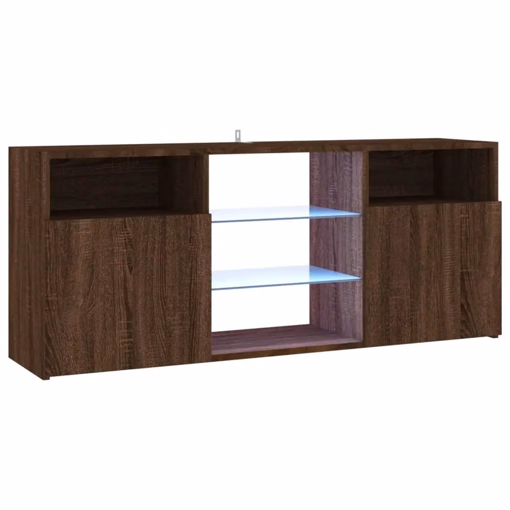 Berkfield Home Modern TV Cabinet with LED Lights in Brown Oak, W/D/H: 120 x 50 x 50 cm – 1