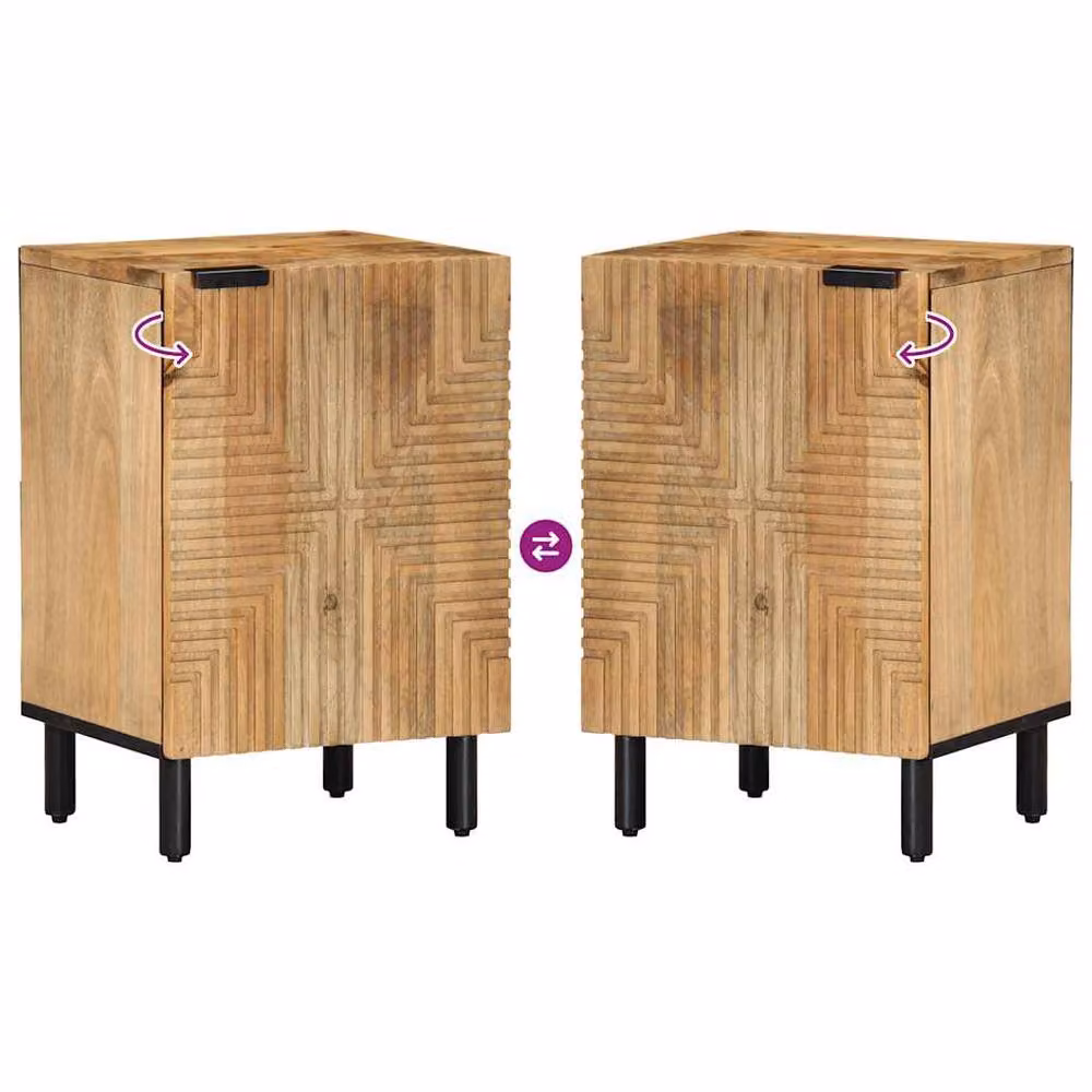 Berkfield Home Brown Mango Wood Freestanding Bathroom Cabinet, W/D/H: 38 x 33.5 x 58 cm – 4
