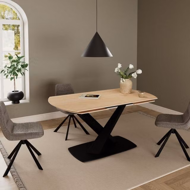 Furniture To Go Morella Oval Extending Dining Table in Sand Ceramic, W: 160 cm to 240 cm