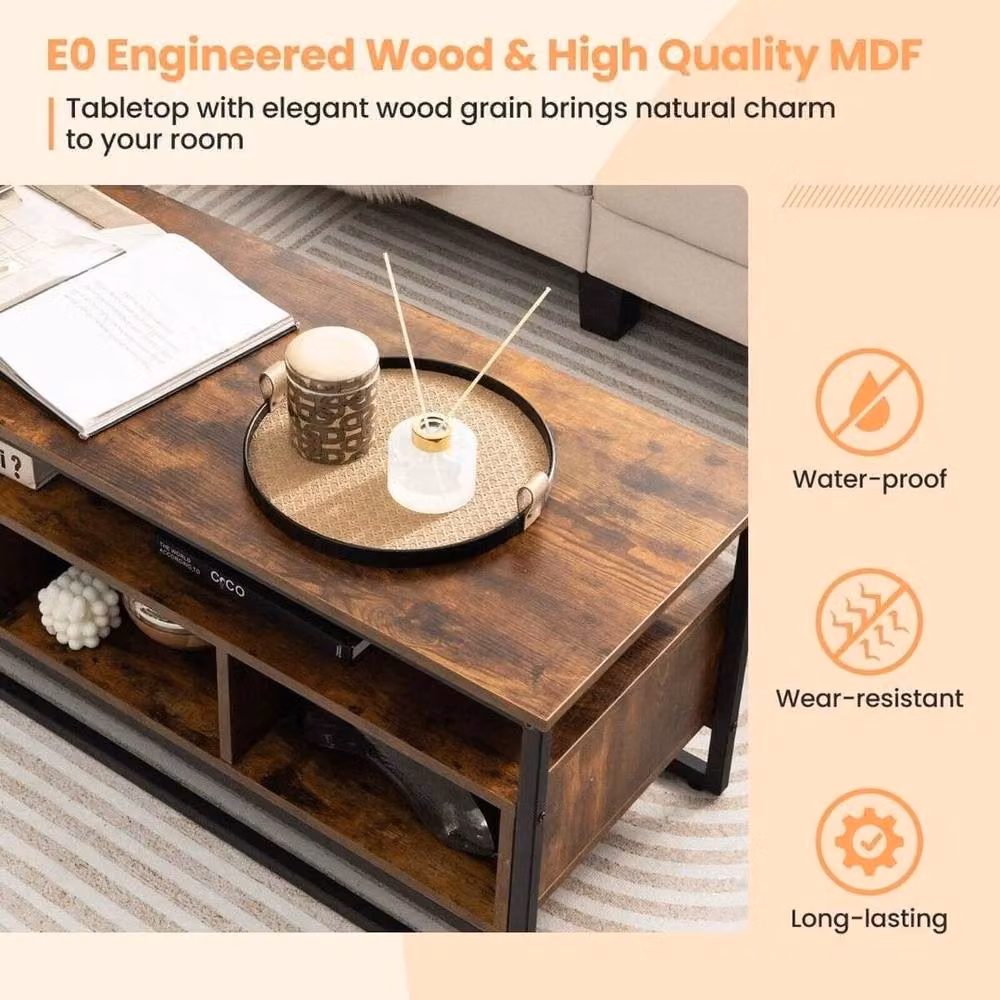 FORGEVIO Industrial 3-Tier Coffee Table in Brown – 3